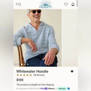 Faherty Brand Whitewater Hoodie Size Large